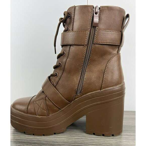 Limelight Womens Boot Size 8 Jazzie Brown Lace Up Zipper Platform Boots Shoe Y2K - Picture 8 of 10